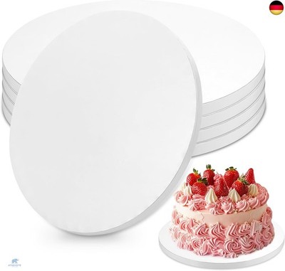 Zocipro 5 Stück Cake Board 25cm Rund, Cakeboard Weiß Cake Drum Tortenplatte 12 m
