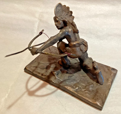 Antique Carl Kauba Austrian Bronze Native American Indian with Bow & Arrow