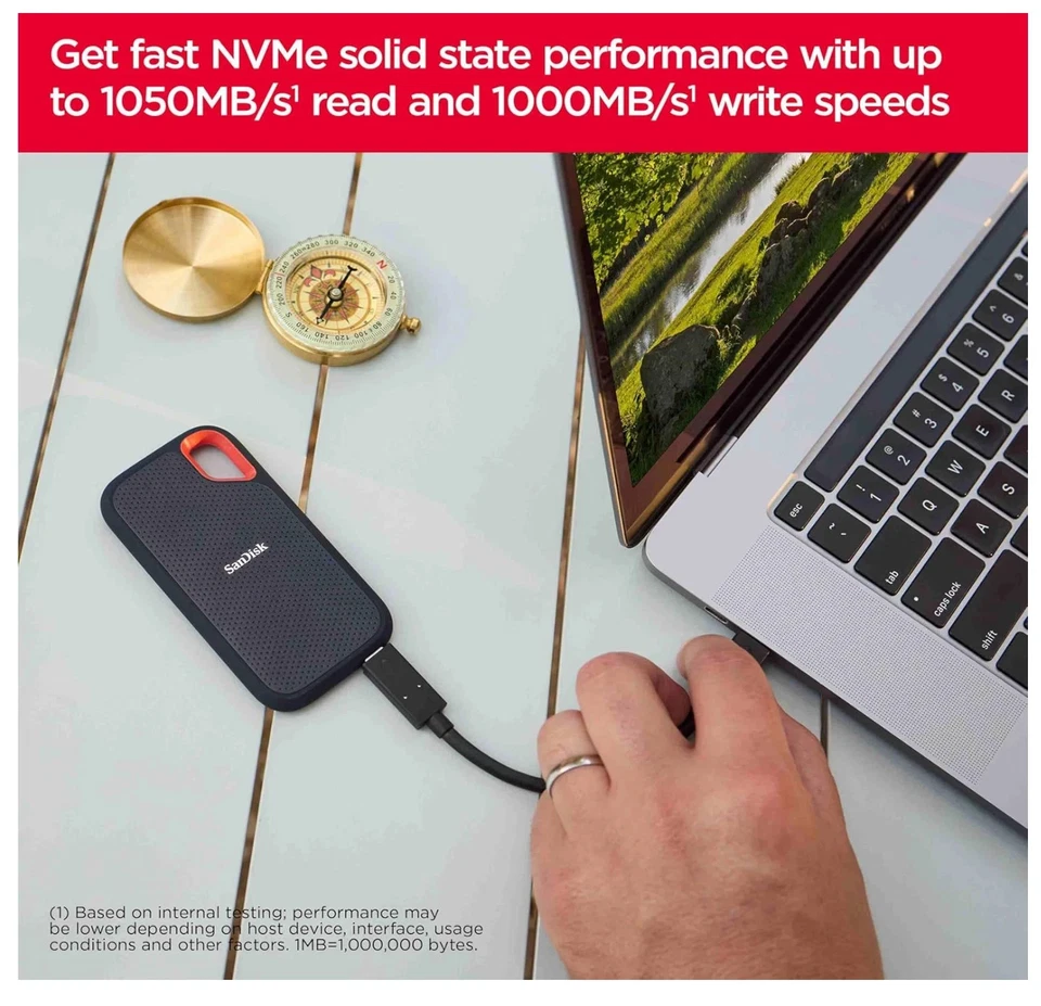 SanDisk Extreme Portable SSD 8TB up to 1050 MB/s read, 1,000MB/s write - Image 4 of 4