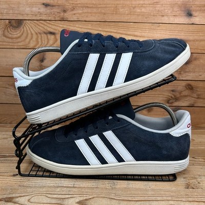 Adidas Trainers Mens Size UK 9 VL Court Blue Navy White Suede Casuals Shoes
