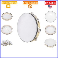 10 Inch Black Adult Tambourine with Metal Jingles for Music  Party