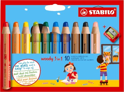 STABILO Multi-Talented Pencil woody 3 in 1 Count (Pack of 1), 10 - Multicolor 
