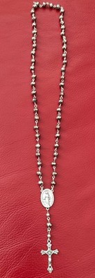 Handmade Glas Rosenkranz Silber /Anthrazit 