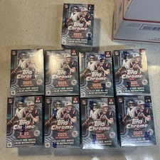 2025 Topps Chrome NFL Football Blaster Value Box Lot of 9 Sealed Boxes In Hand