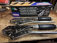 Two Craftsman 10 Adjustable Locking Pliers Vintage Unused Straight Curved Usa Two Craftsman 10 Adjustable Locking Pliers Vintage Unused Straight Curved Usa