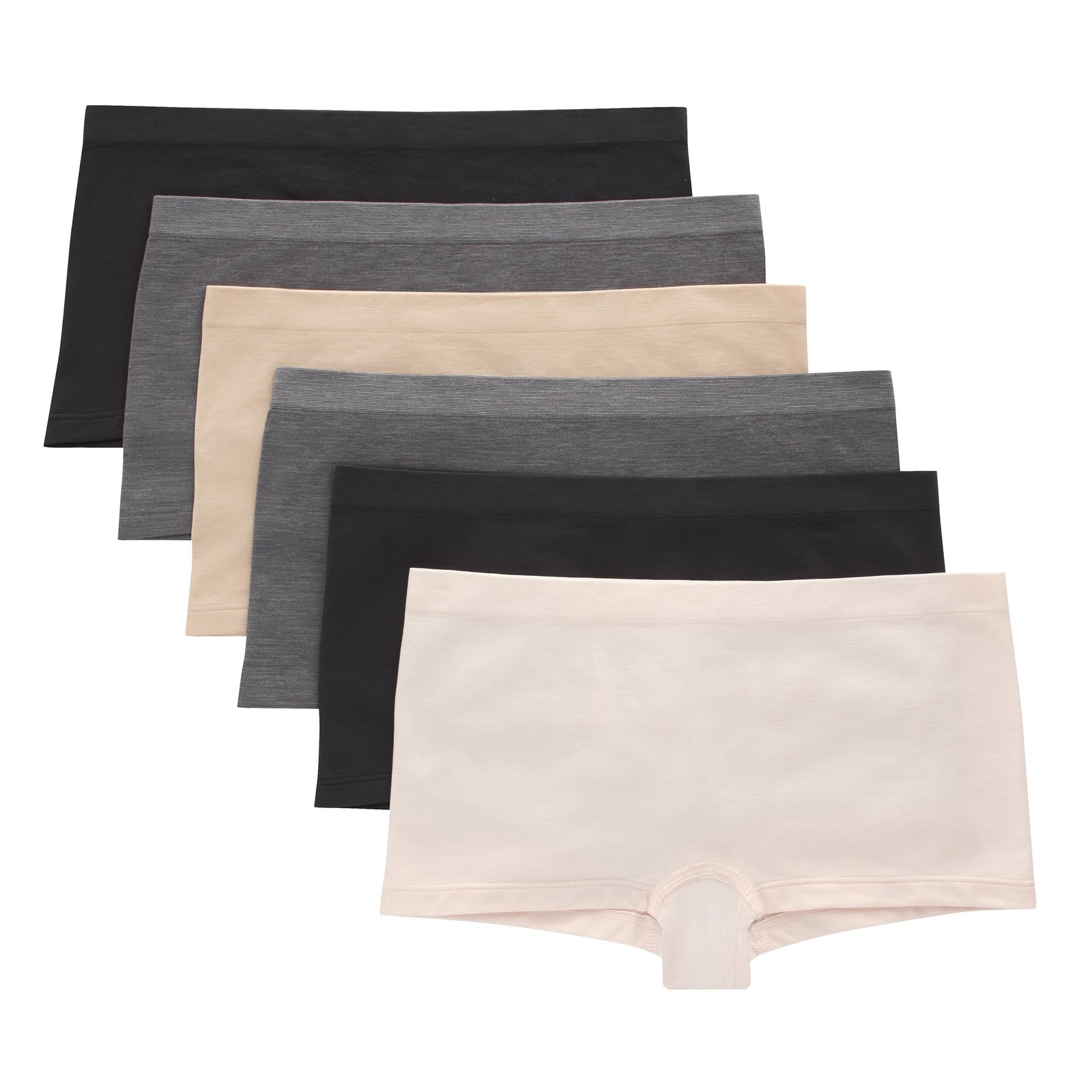 Hanes Girls' Boyshort Underwear 6-Pack Seamless Comfort Panties Assorted Medium