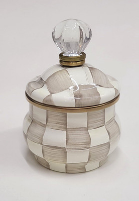 Mackenzie Childs Mocha Check Lidded Sugar Bowl