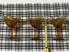 Lot of 3 Vintage FENTON AMBER GLASS BASKET Vase, Dish!