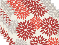 Blumen Rot Dahlien Herbst Platzsets 4Er Set, Weihnachten 30X45Cm Urlaub Tischset