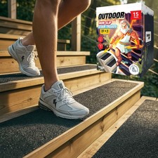 Non-Slip Outdoor Stair Treads 30" x 6" - 15-Pack Weather Resistant Grip Tape - A