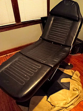Black Adjustable Massage Chair, Faux Leather Upholstery, Metal Frame