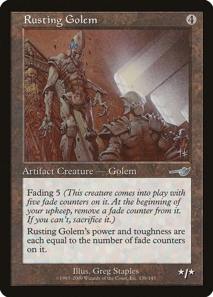 2000 Magic: The Gathering: Nemesis - Rusting Golem (#138, U, Moderately Played)