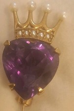 9ct gold Amethyst Heart Brooch with Pearls – Victorian style 4.40grams