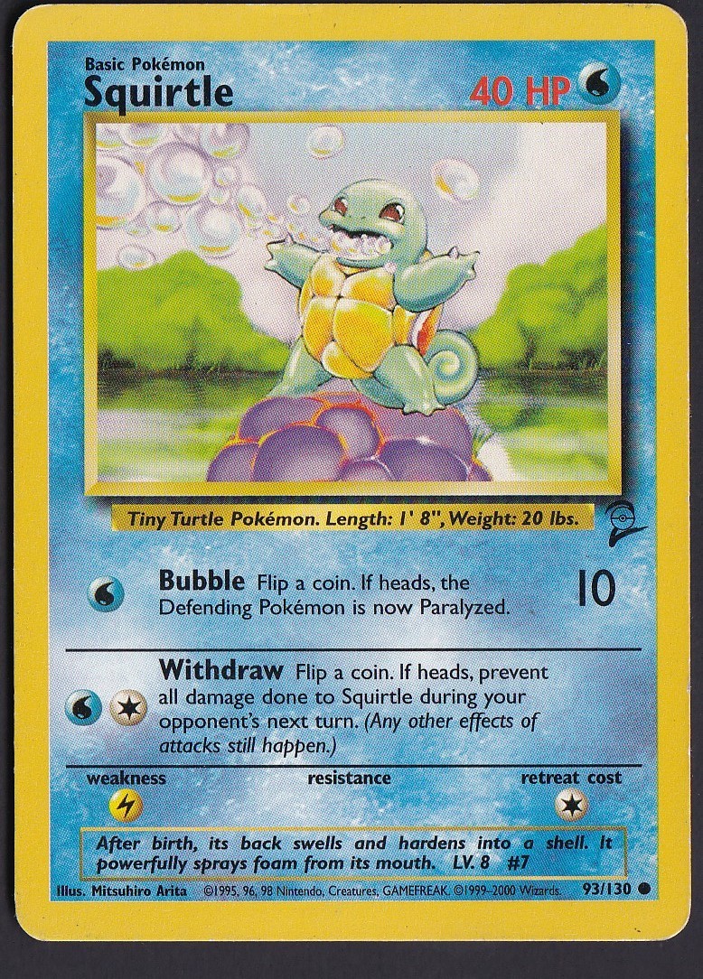 SQUIRTLE - 93/130 - Base Set 2 - Pokemon Card - NM #1
