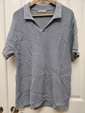 Marine Layer Men's XL Blue Textured Knit Sweater Polo Short Sleeve 100 Cotton