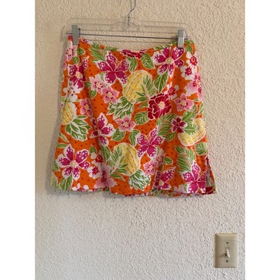 Bamboo Traders Tropical Hibiscus Pineapple Beaded Skort Womens 8 Mini Skirt