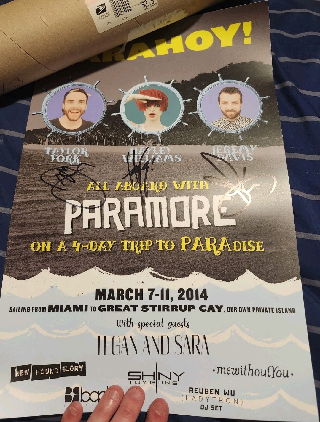 Hayley Williams Paramore Band Signed Autograph Parahoy Poster Rare Full Coa 2014