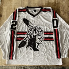 Onondaga Redhawks Box Lacrosse Jersey White/Home Rare #20 size L Onondaga Nation Onondaga Redhawks Box Lacrosse Jersey White/Home Rare #20 size L Onondaga Nation - Image 1