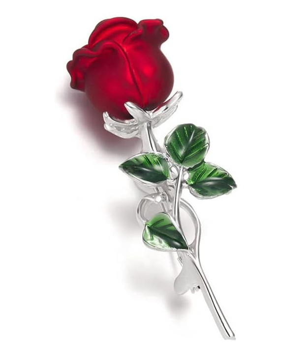Rose  Brooch For Red Flower Pin Elegant Lovers Enamel Badge UK