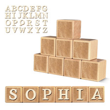 Custom Wooden Name Sign 8-Letter Baby Blocks 78 Alphabet Letters Personalized