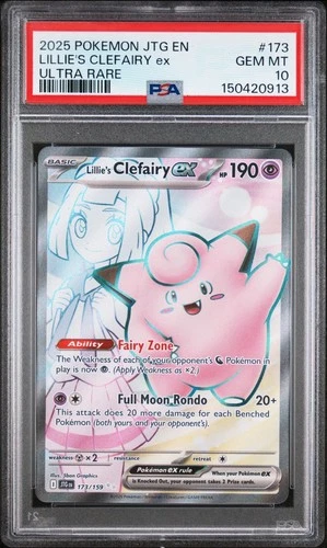 Lillie's Clefairy ex 173/159 Journey Together Ultra Rare GEM MINT Pokemon PSA 10