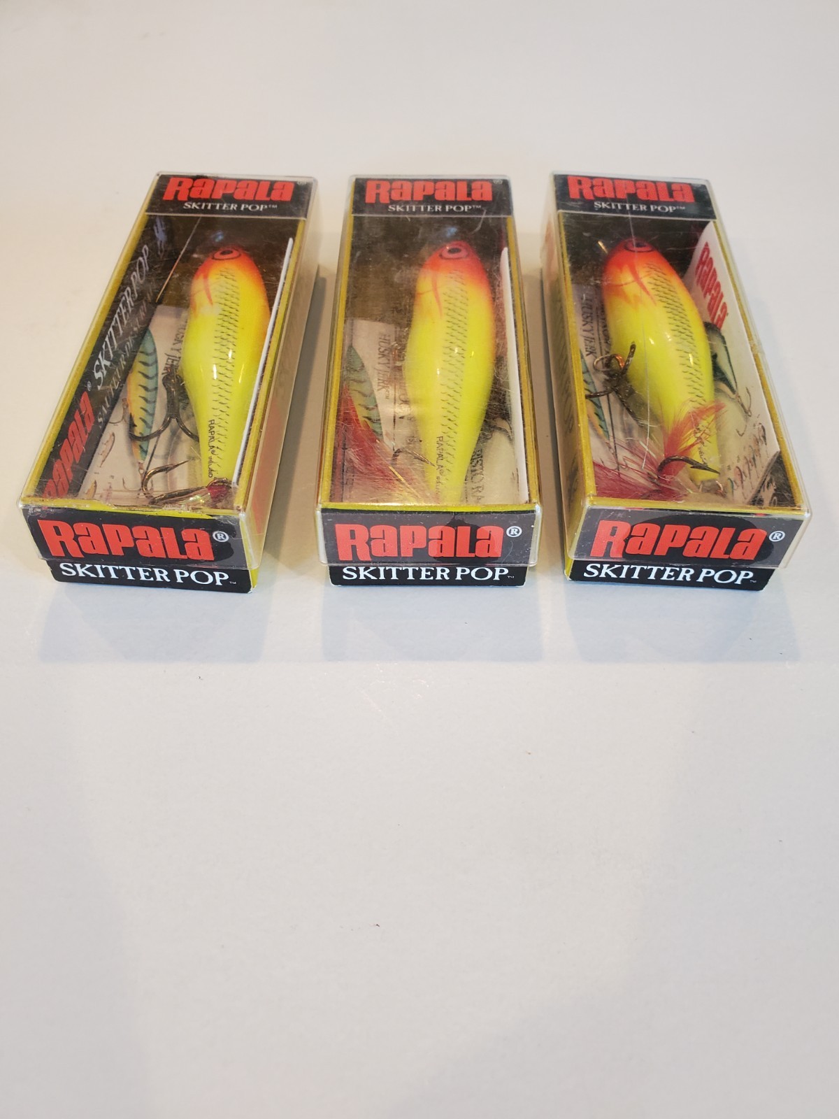 3 Rapala Skitter Pop #7  Wood Topwater Lures Hot Clown Bassmaster In-fisherman  - Image 2