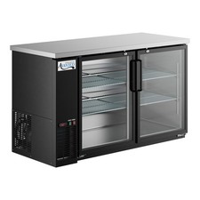 60" Black Counter Height Narrow Glass Door Back Bar Refrigerator with LED Lighti