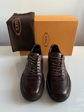 Sneakers Tods uomo pelle intera marrone UK 9,5 EU 44 nuove £625 Mr Porter