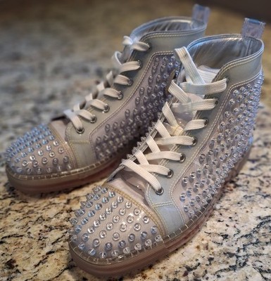 Christian Louboutin Louix Ray Spikes Clear PVC High Top Sneakers EU 42 Men US 9