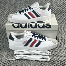 Adidas VL Court 3.0 Men’s Shoes Size 9.5 Cloud White Navy Blue Red Skateboarding