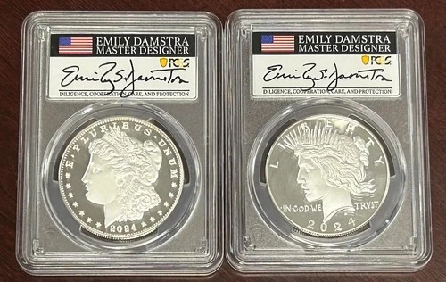 2024-S Morgan & Peace Dollar Set PCGS PR-70 Deep Cameo Advanced Release Signed