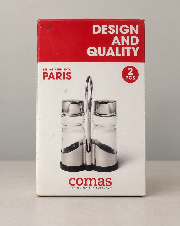 Set salero y pimentero Comas Paris acero inoxidable cristal - Imagen 1 de 3
