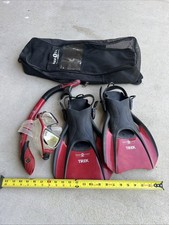 Aqua Lung Sport Snorkeling set L/XL Fins Mask Snorkel And Bag - EXCELLENT COND