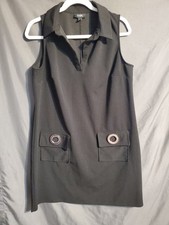 MSK Sleeveless V-Neck Collared Sheath Dress Black Women's L Versatile Classic 