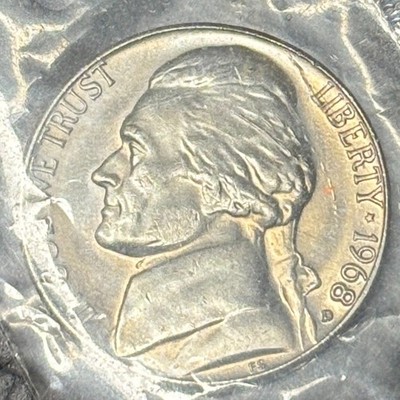 1968-D BU Jefferson Nickel from Denver Mint Packaged in Mint Container Bag *RARE