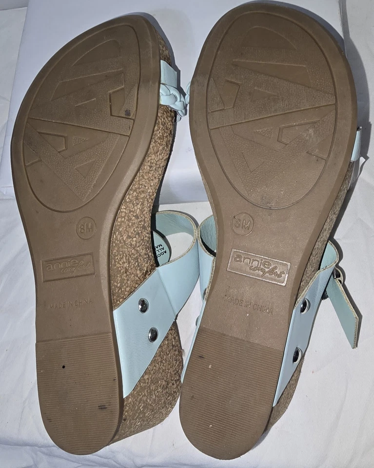 Womens ANNIE COMFORT Wedge Heel Slip On Sandals w Braided Accent  Lt Blu Sz 8 M  - image 4 of 4
