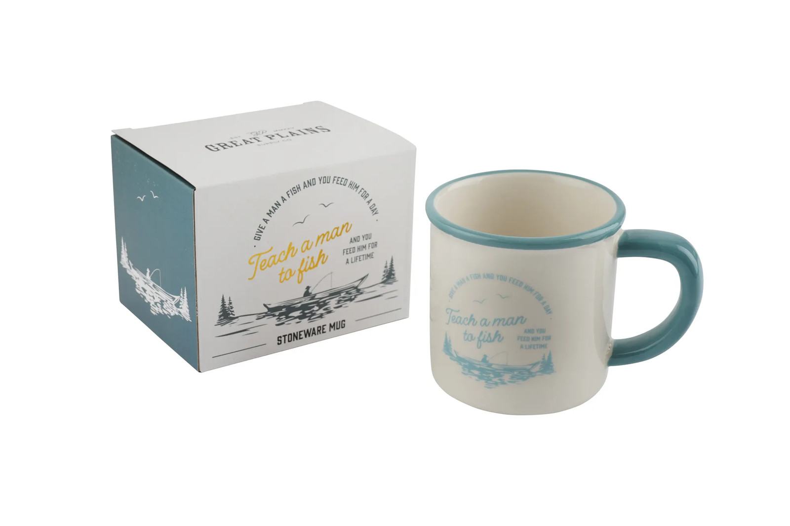 Stoneware Mug 'Teach A Man To Fish...' in Gift Box | Novelty Kitchenware