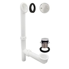 Y593244CP White Tubular Tip-Toe Bath Waste and Overflow Assembly, Polished Ch...