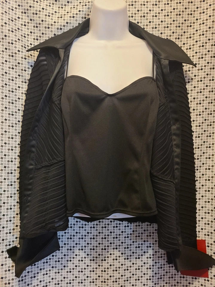 NWT JS COLLECTION Petite Long Sleeve Sheer Blouse w/ Satin Trim Size 8 -MSRP$145 - Image 3 of 4