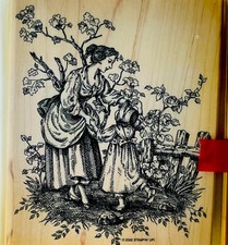 Stampin Up SERENITY Mother Child Wood Mounted Rubber Stamp Orig Box 2002