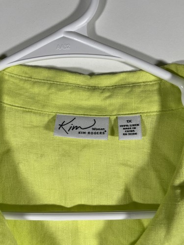 Kim Rogers career neo green linin buttom up shirt plus 1X - Picture 3 of 6