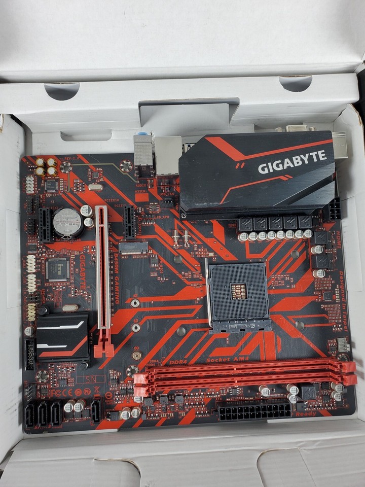 GIGABYTE B450 Gaming Motherboard, AM4 2XDDR4 (Max 64GB), 4 SATA, HDMI