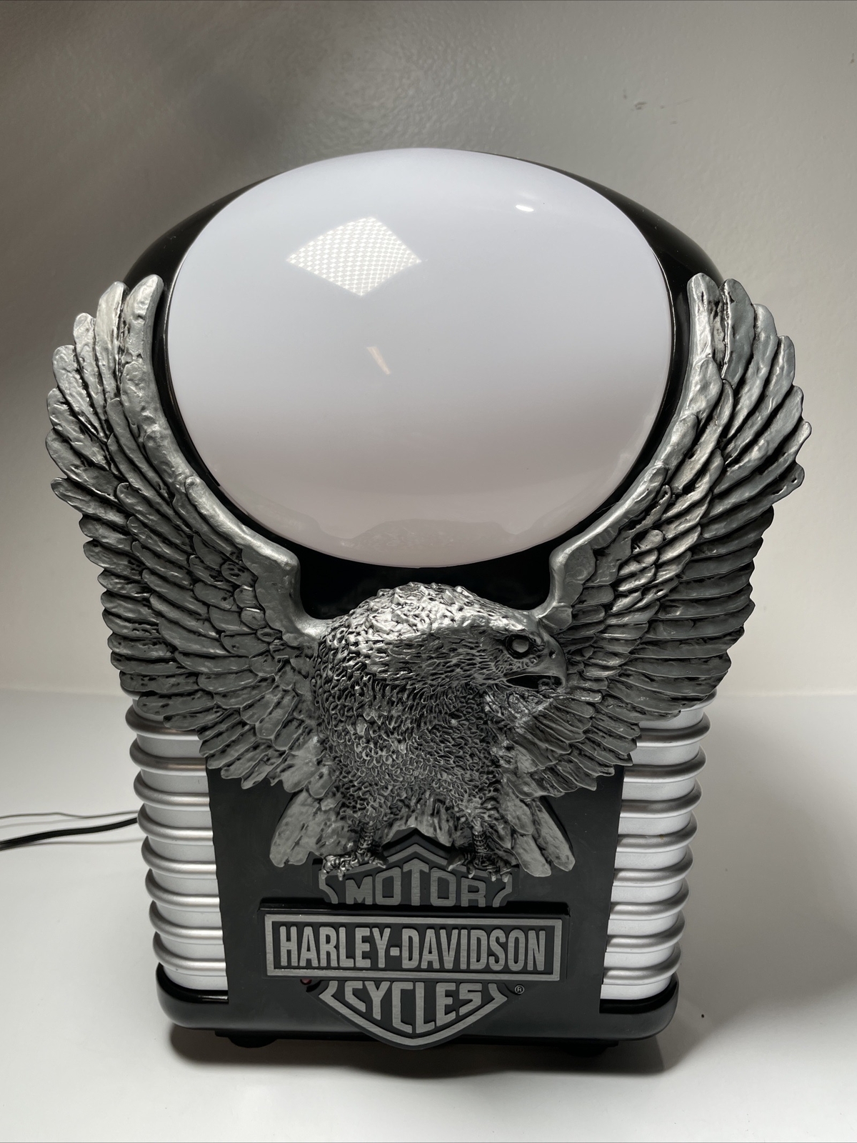 Vintage 1990’s Harley Davidson Iron Eagle Table Lamp, AM/FM Radio & Alarm Clock