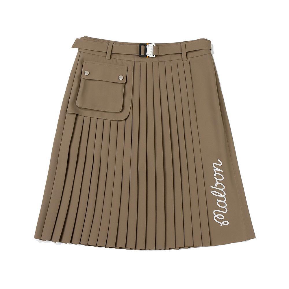 【MALBON GOLF】 Airy A-line skirt ■WOMAN Malbon Golf Utility pleated midi skirt DARK BROWN (WOMAN) | eBay