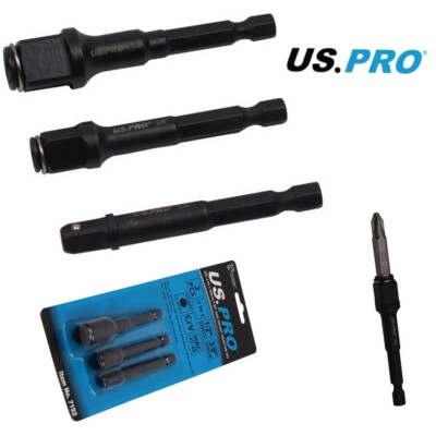 US PRO 3 Stck. 2 in 1 Impact Sechskant Bit und Steckschlüssel Adapter für die Verwendung mit Bohrschraubern