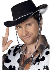 Cowboy Fancy Dress Hat Black Plastic 