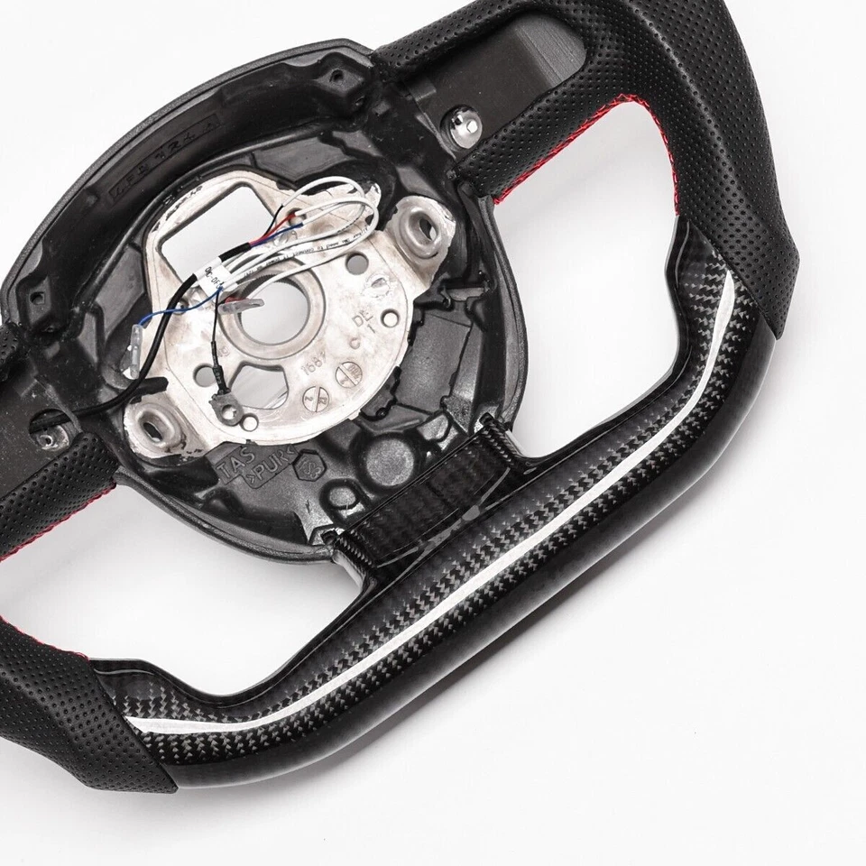 Volante deportivo LED personalizado plano fibra carbono real Audi A4 A5 2004-2012 Foto 4 de 4