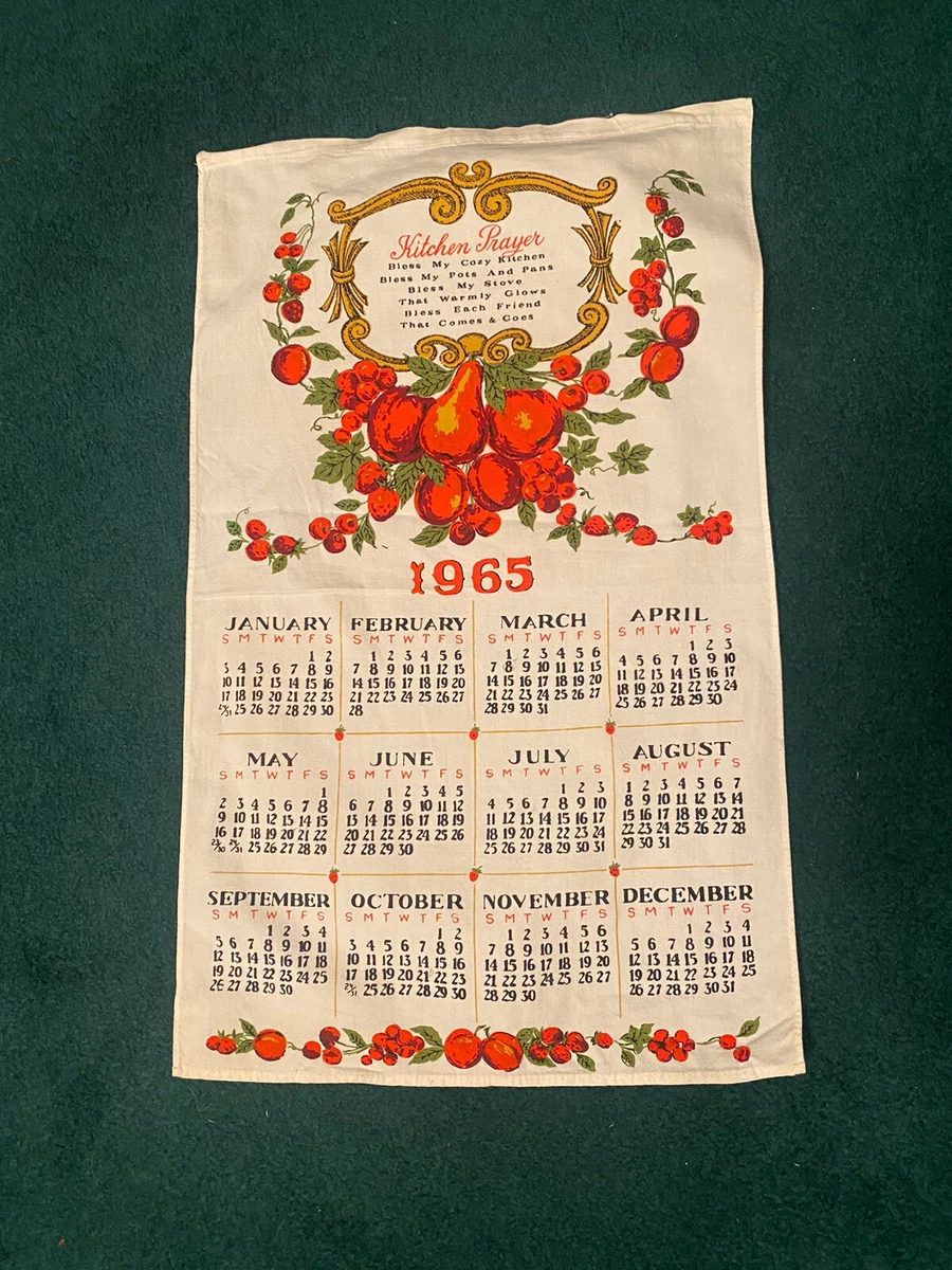 Vintage 1965 Dish Towel Calendar. Kitchen Prayer. | eBay