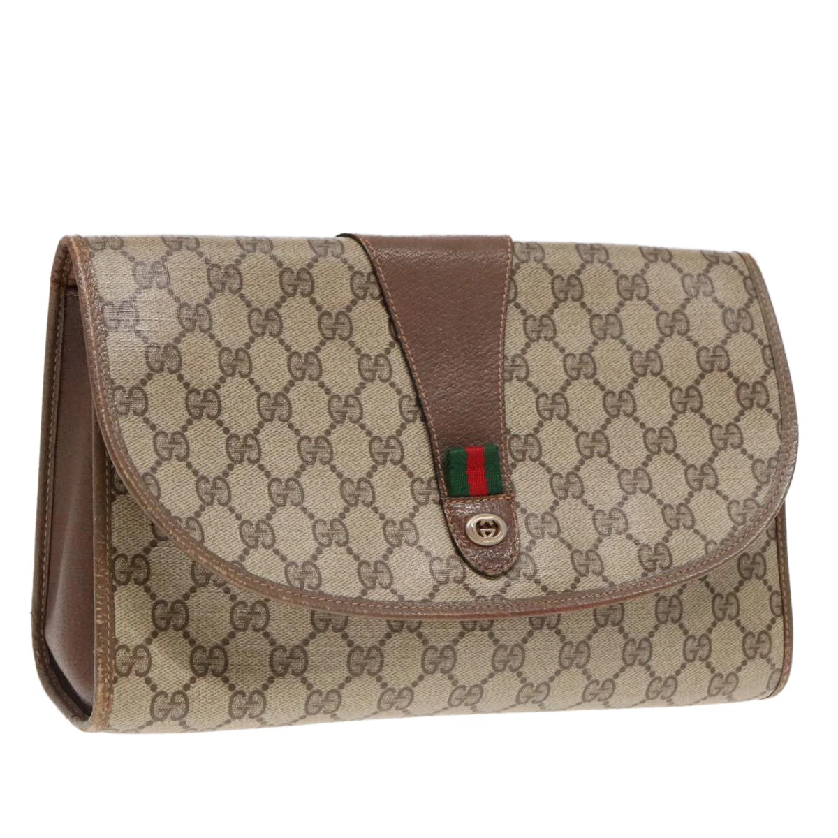 Sac pochette GUCCI GG Supreme Web Sherry Line PVC beige 156 01 031 authentique yk15347