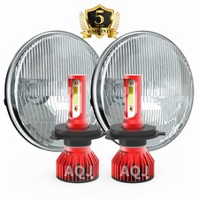 7 Inch Led Glass Headlight Round Original Classic Look Conversion Chrome Pair